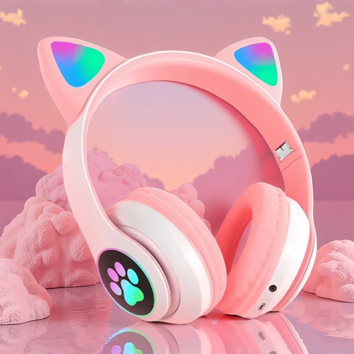 Wired Earphone Lightning - Новый фонарик с милыми кошачьими ушками,